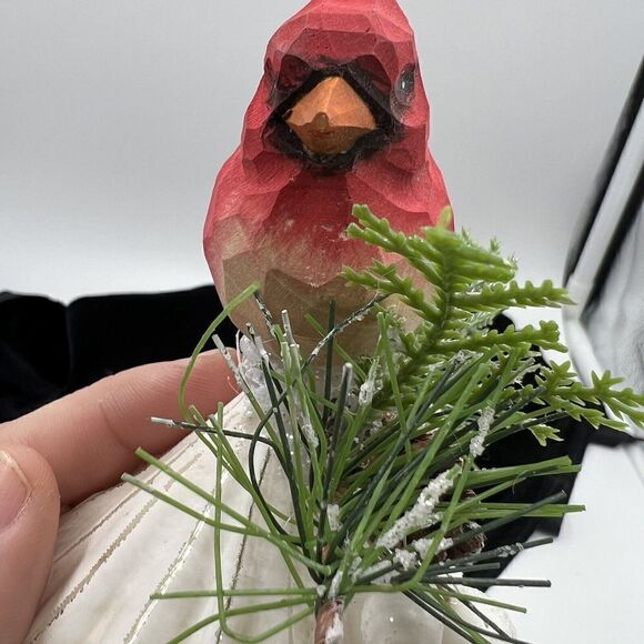 Large Cardinal Glass Ornament Red Bird Hanging  Dimensional Mixed Media Red Bird - Picture 4 of 7